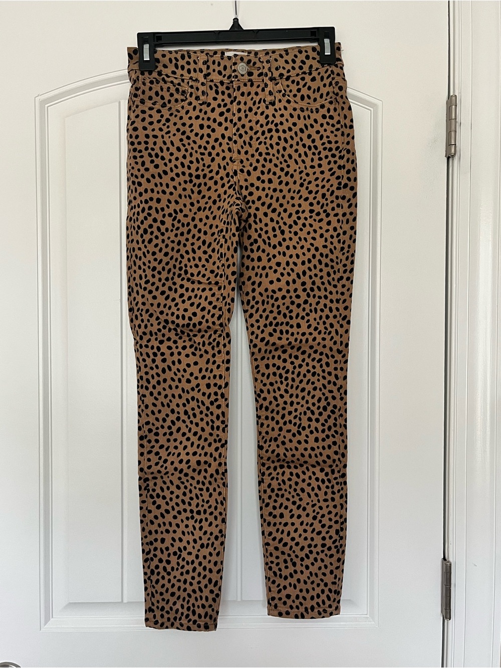 J. Crew Leopard Dot 9” High Rise Toothpick‎ Jean Size 24